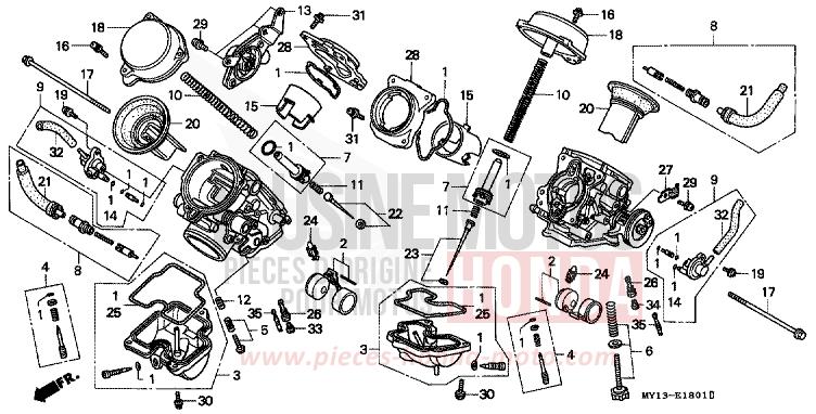 CARBURETOR (COMPONENT PARTS) for Africa Twin 750 BLACK (NH1E) from 1995